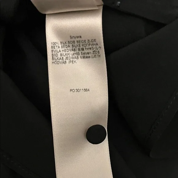 7 For All Mankind Silk Tie Neck Blouse In Black - Picture 7 of 7